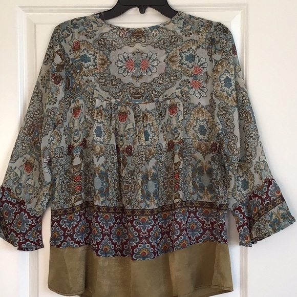 Artesia boho festival semi sheer peasant blouse NWT - Picture 8 of 12